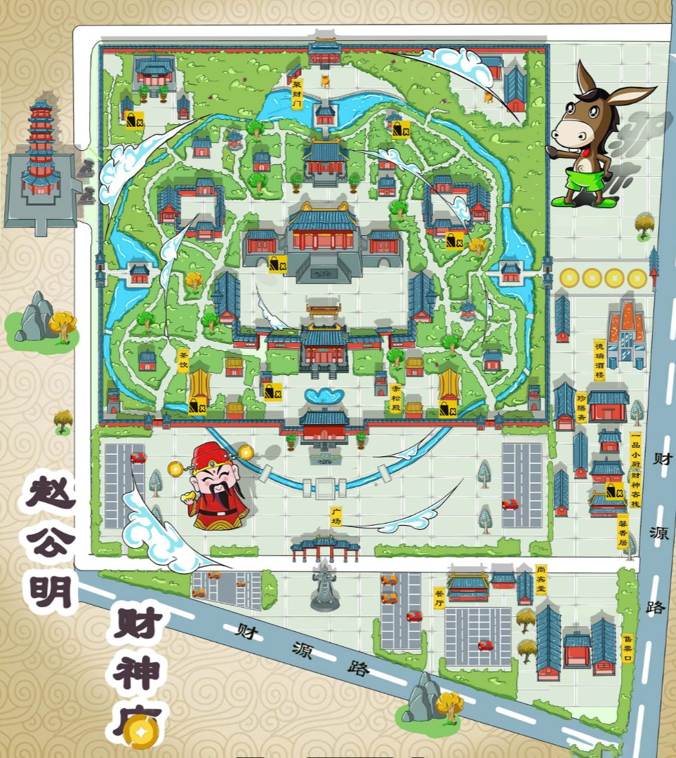 浩口镇寺庙类手绘地图